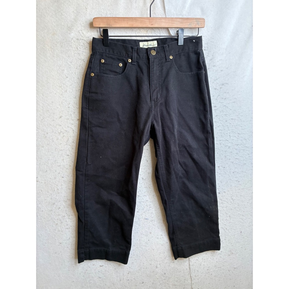 Eddie Bauer Womens Black High Rise Cropped Straight Leg Cotton Jeans Size 4